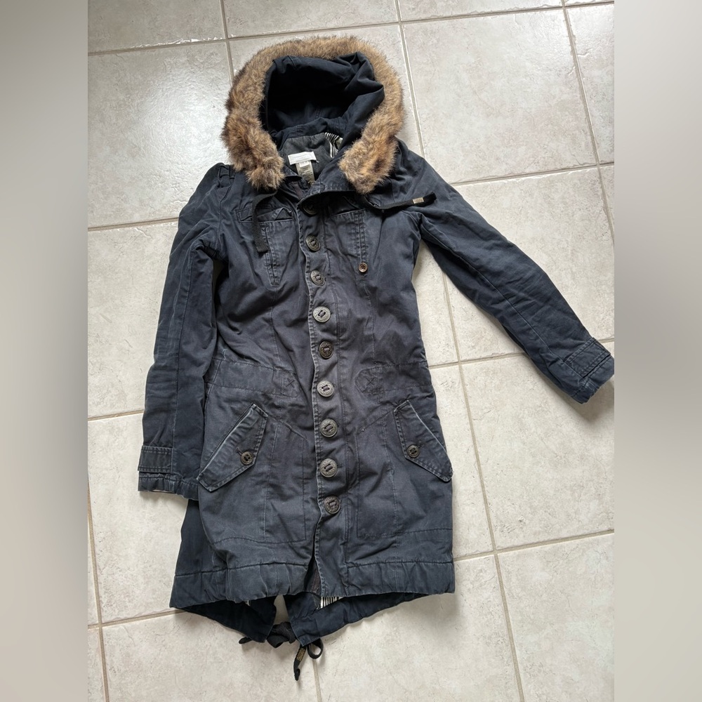 Diesel Black Utility Jacket with Fur Trim
